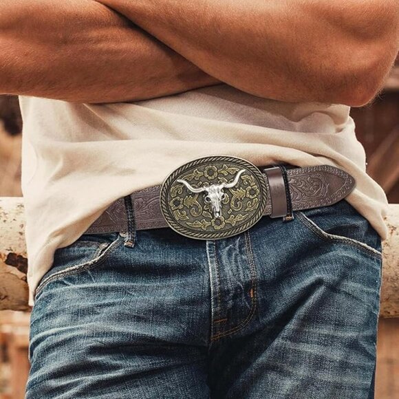 Vintage Western Leather Buckle Belt main image 5